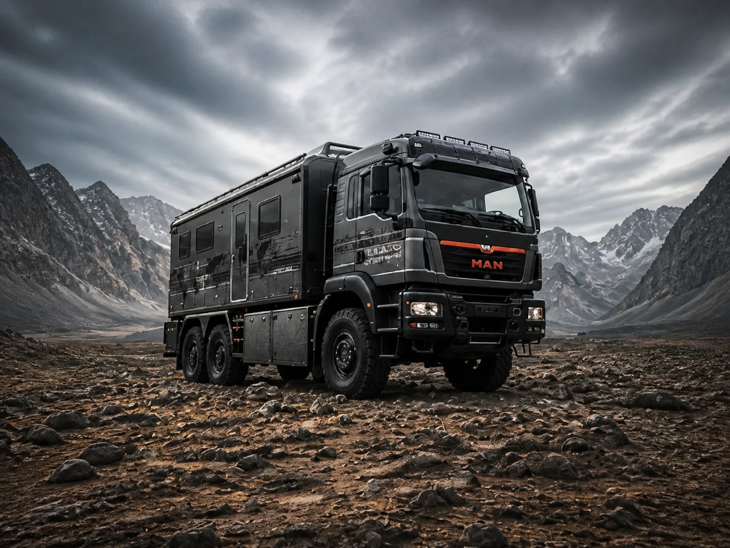 LEMAN expedition vehicle in mountain terrain